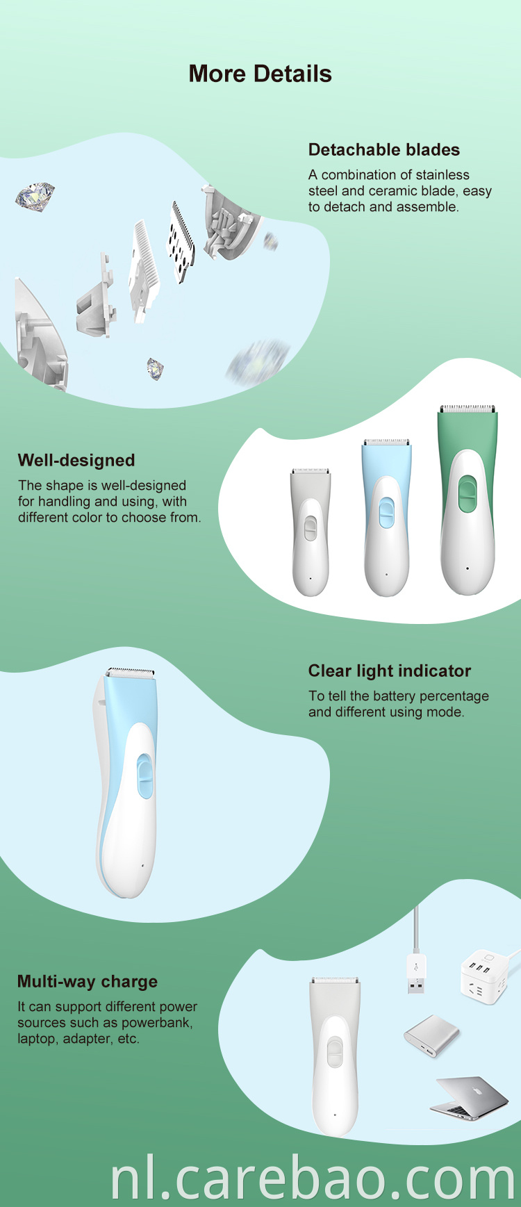 Modern Design USB Waterdichte keramische roestvrijstalen mes Elektrische body Trimmer Clipper in goedkope prijs